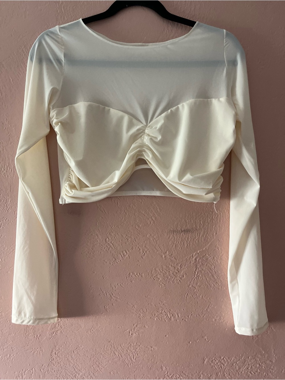 Alo Yoga Mesh Sheer Illusion Cropped Long Sleeve Top